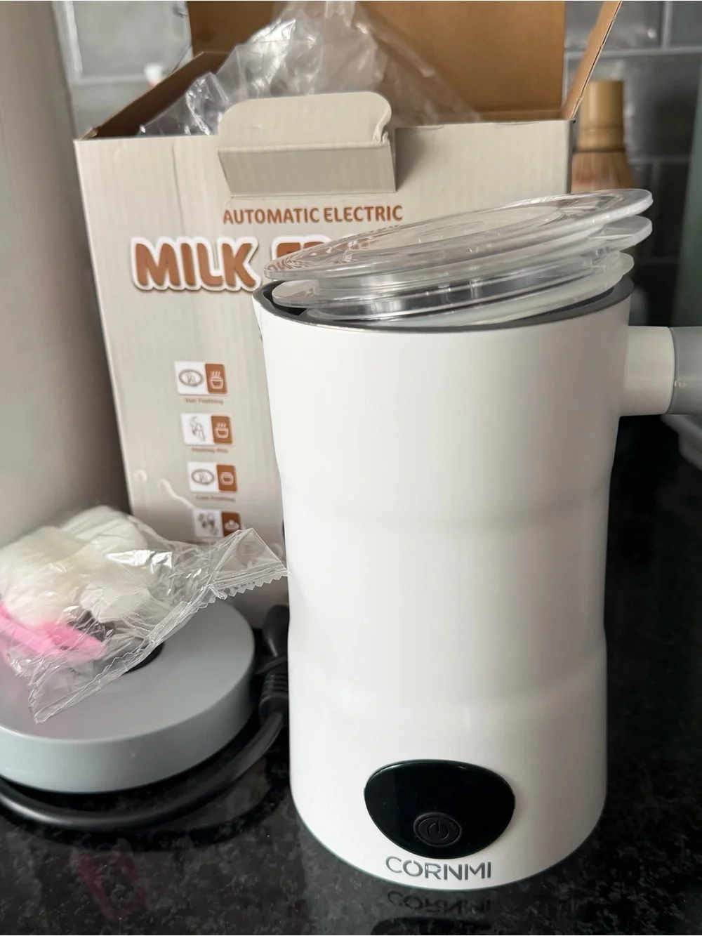 White Automatic Electric Milk Frother